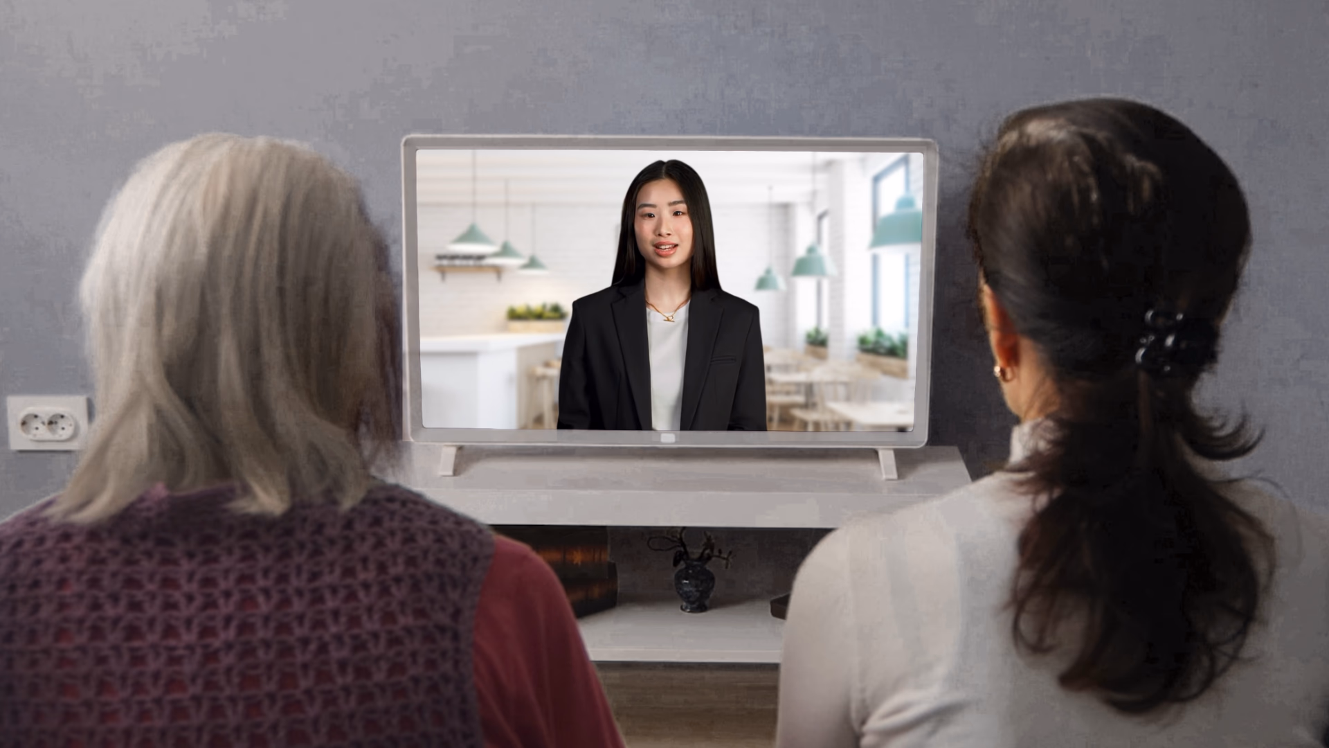 Two people watching a Navigate IDD video together