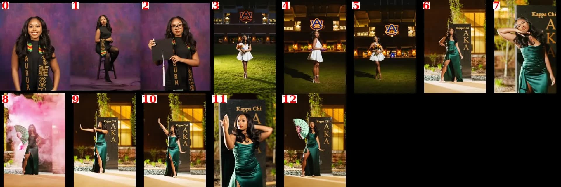 Labeled contact sheet of one session