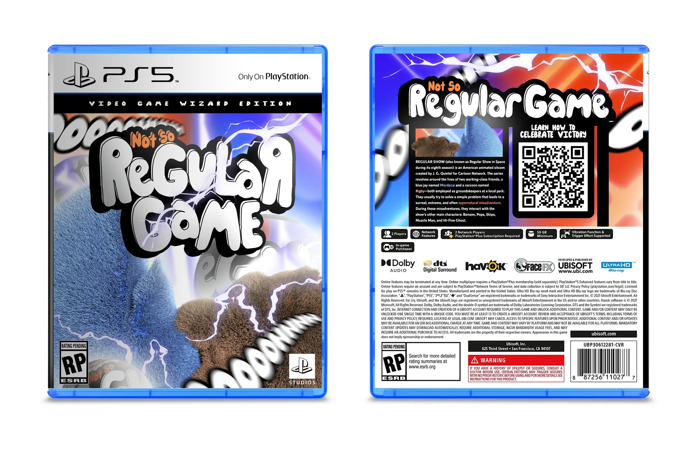 Front and back of the Not So Regular Game case