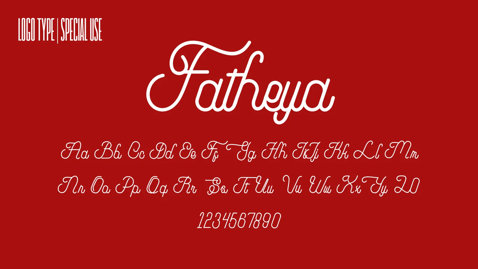 Fatheya script typeface specimen