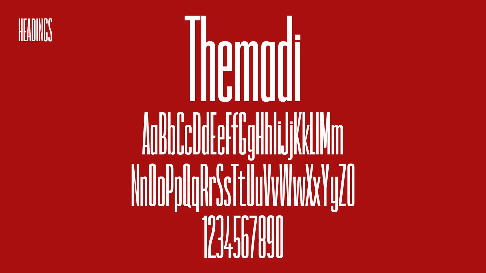 Themadi display typeface specimen