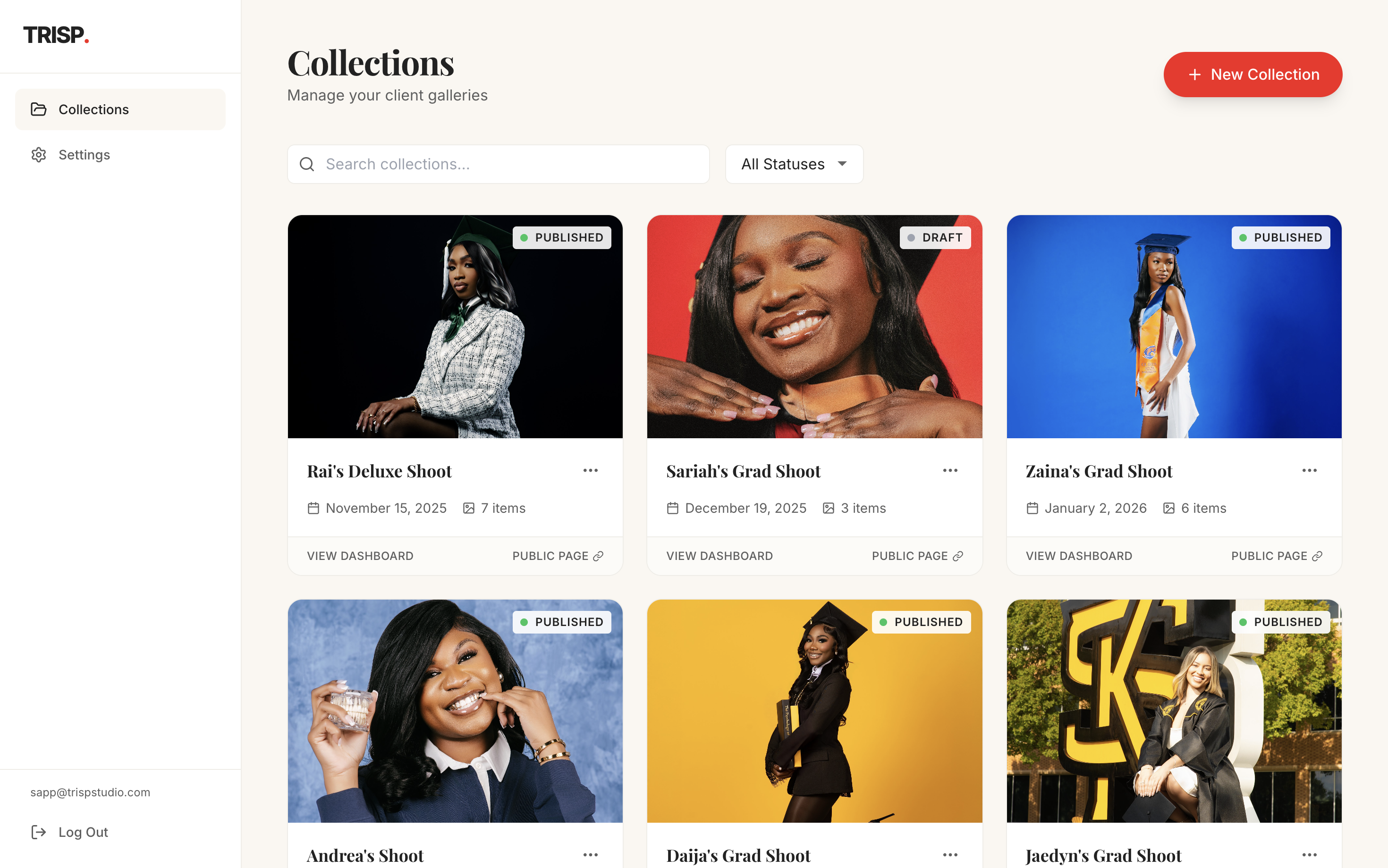 TRISP Client Portal with masonry gallery and favorites system - Image 1