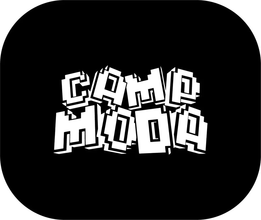 Camp MODA logo, white on black